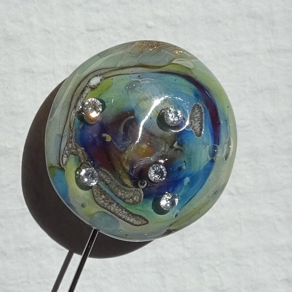 Broche fibule verre filé, lampwork, verre de Murano BROCH.0244