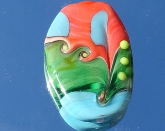 perle d'art en verre lampwork, filée à la main, en verre de Murano, PERL.3319