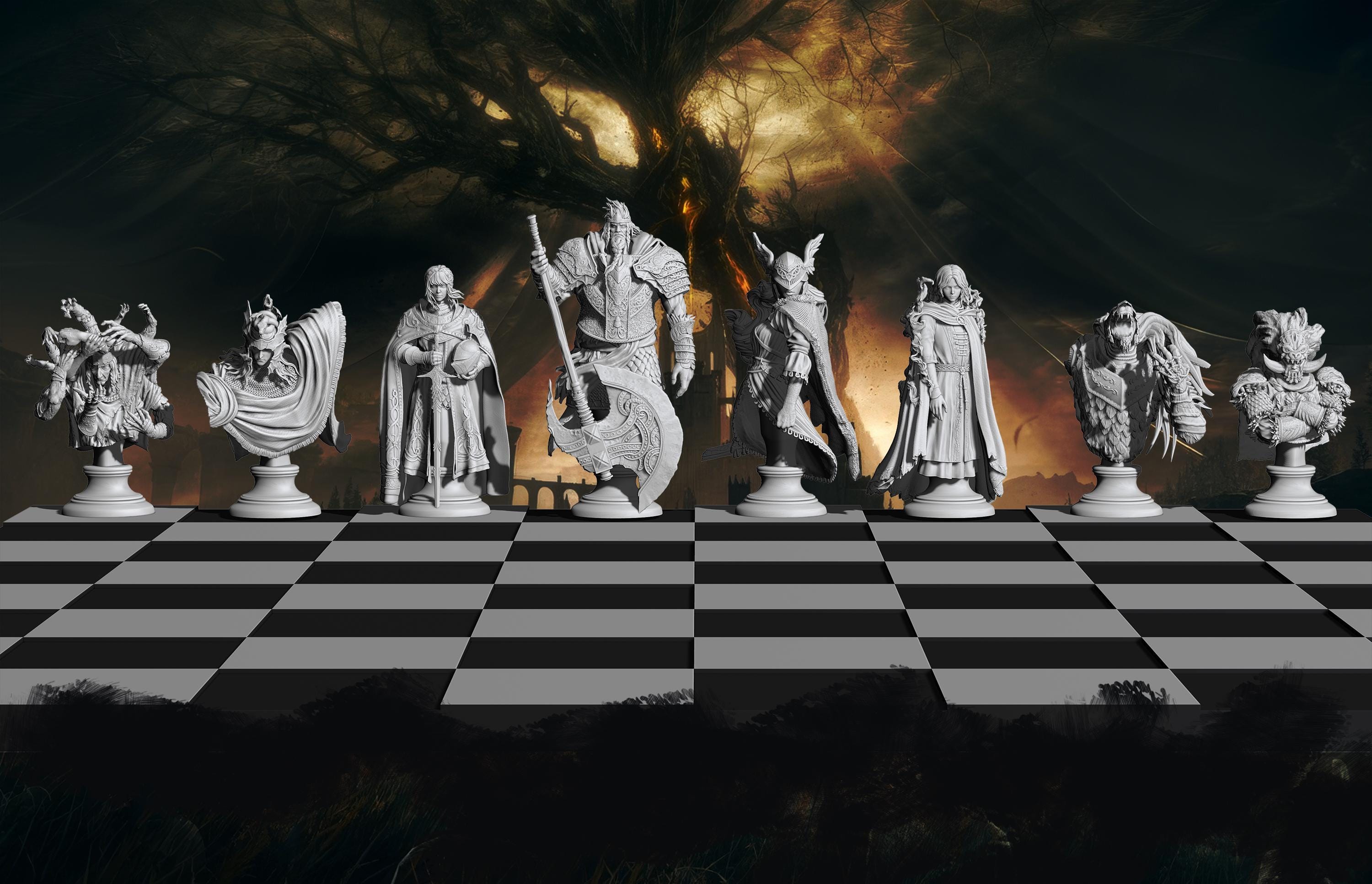 Elden Ring Chess Set | Handcrafted Fantasy Chess Pieces | Dark