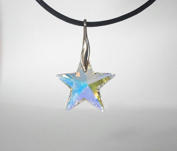 Swarovski pendant shop on leather cord