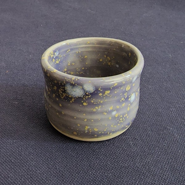 Space Storm Colored, White and Yellow Speckles on Light Blue, Hand-thrown, Stoneware Votive Candle Holder