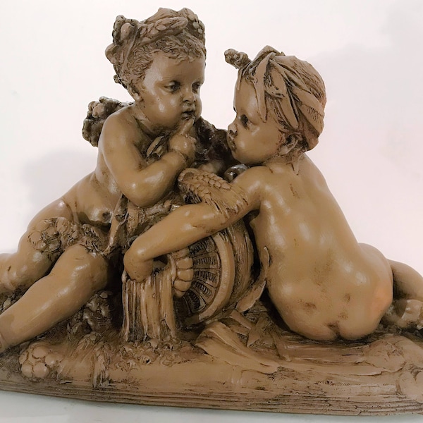 Antiek Frans terracotta beeld 19e-eeuwse twee putti van Albert - Ernest Carrier - Belleuse Art Object