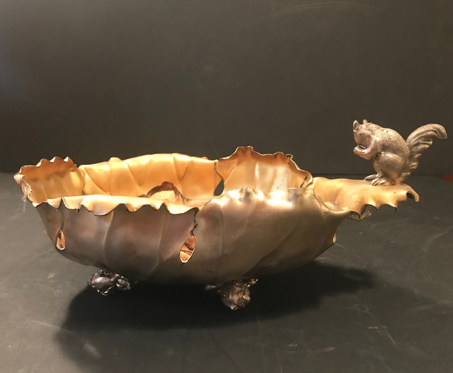 Vintage Silver and Gold Toned Whimsical Nut Bowl Squirrel Etsy