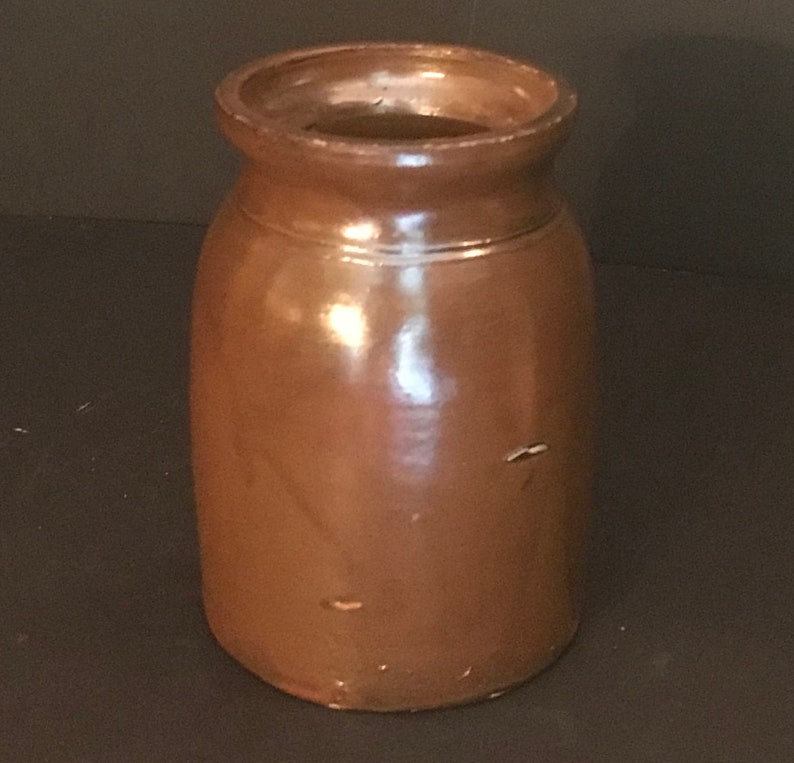 Antique American Stoneware Pottery Oyster Storage Jar, 1875 Primitive