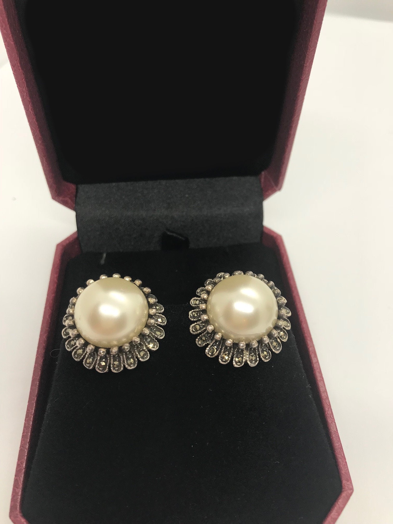 Boucles D'oreilles Vintage Signées Rebajes - Métal Argenté, Occasion