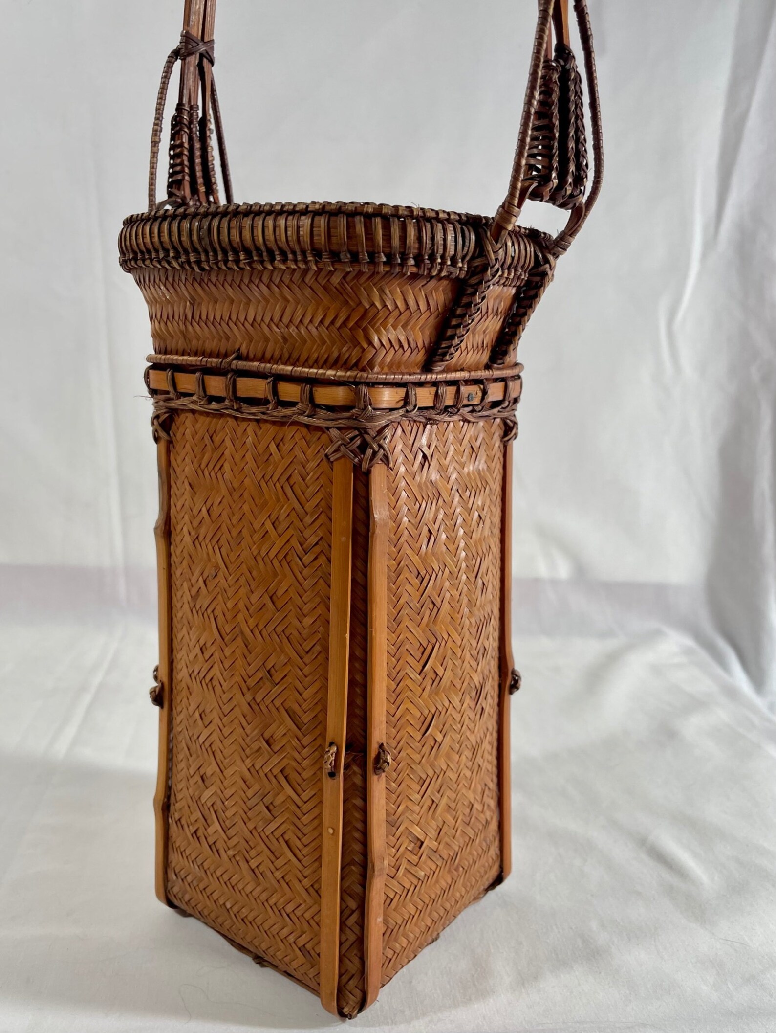 Vintage Japanese Basket Handmade Basket Woven Basket Etsy