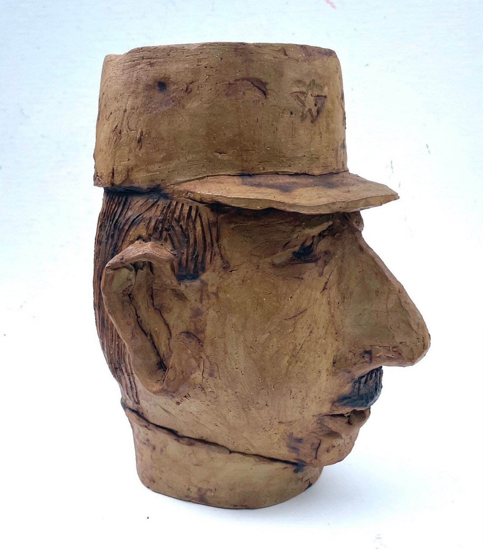 Original Pottery Sculpture Head Planter, General Charles De Gaulle