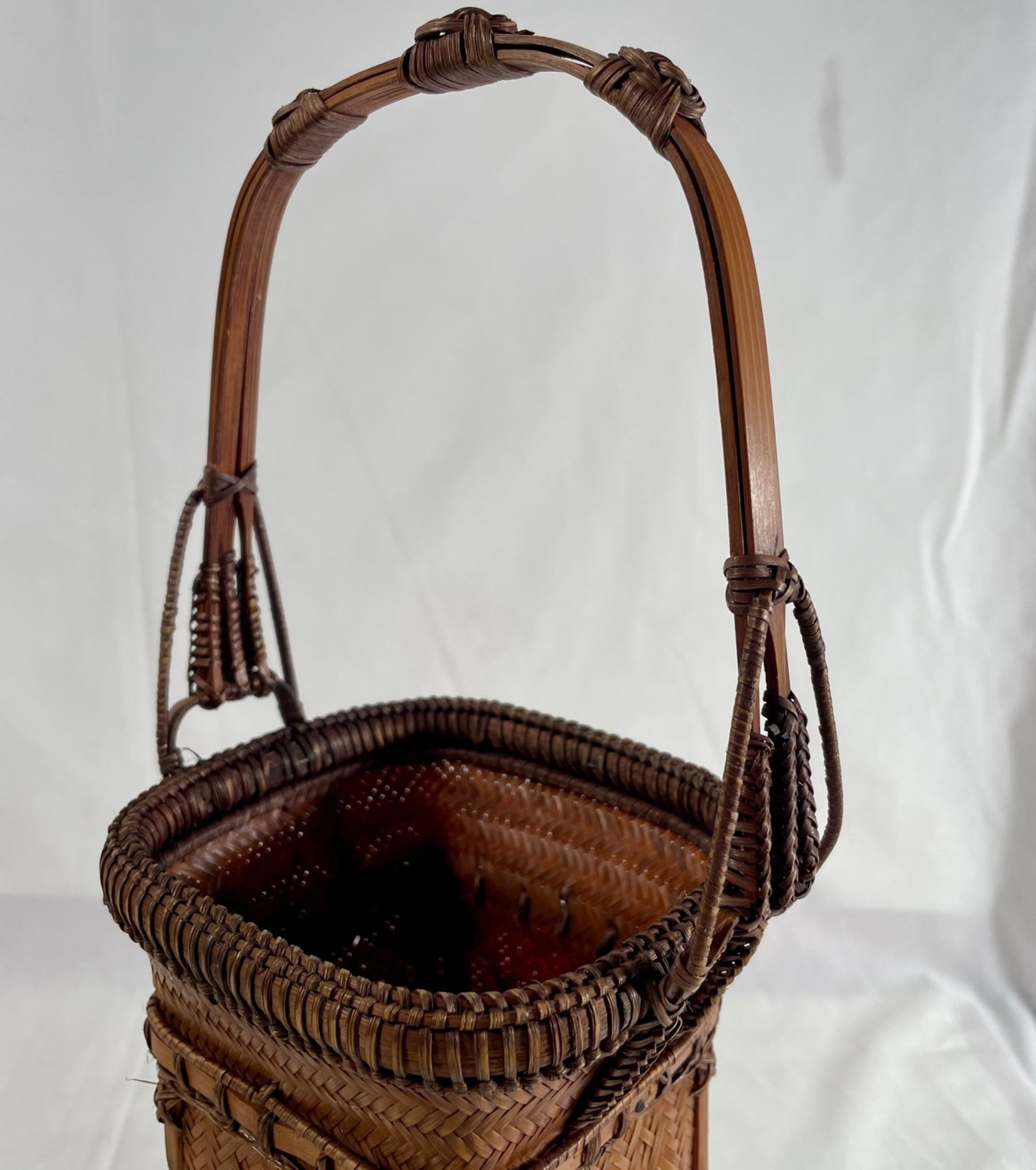 Vintage Japanese Basket Handmade Basket Woven Basket Etsy