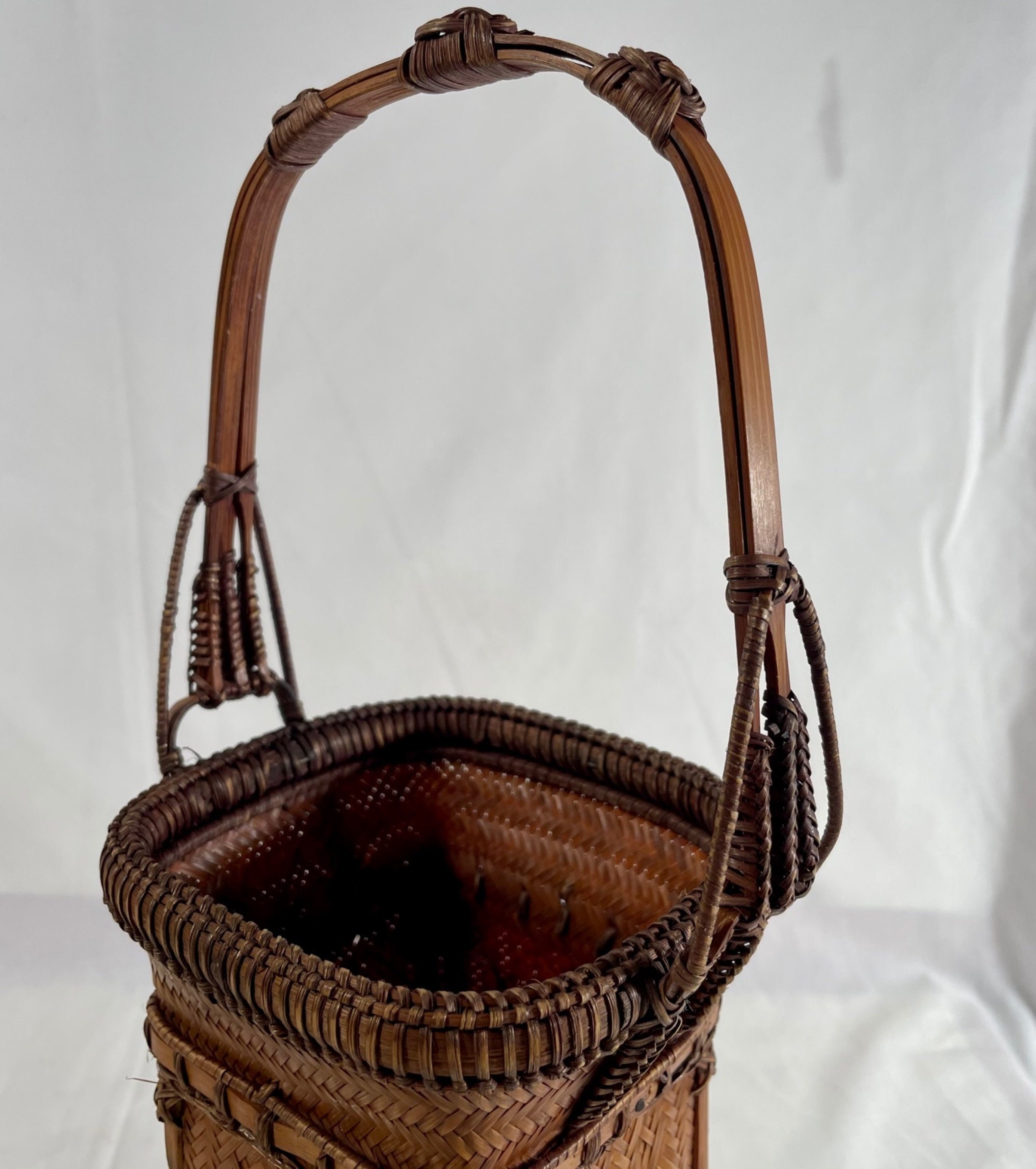 Vintage Japanese Basket Handmade Basket Woven Basket Etsy