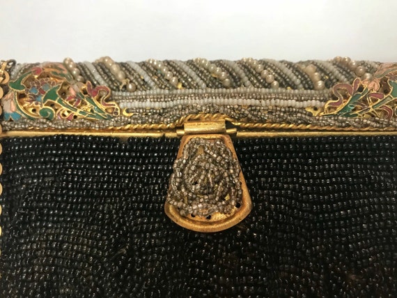 Vintage Evening Bag With Chain, Black Purse, Micr… - image 10