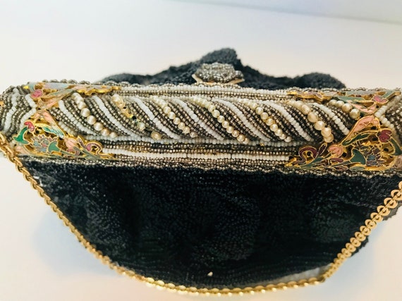 Vintage Evening Bag With Chain, Black Purse, Micr… - image 7