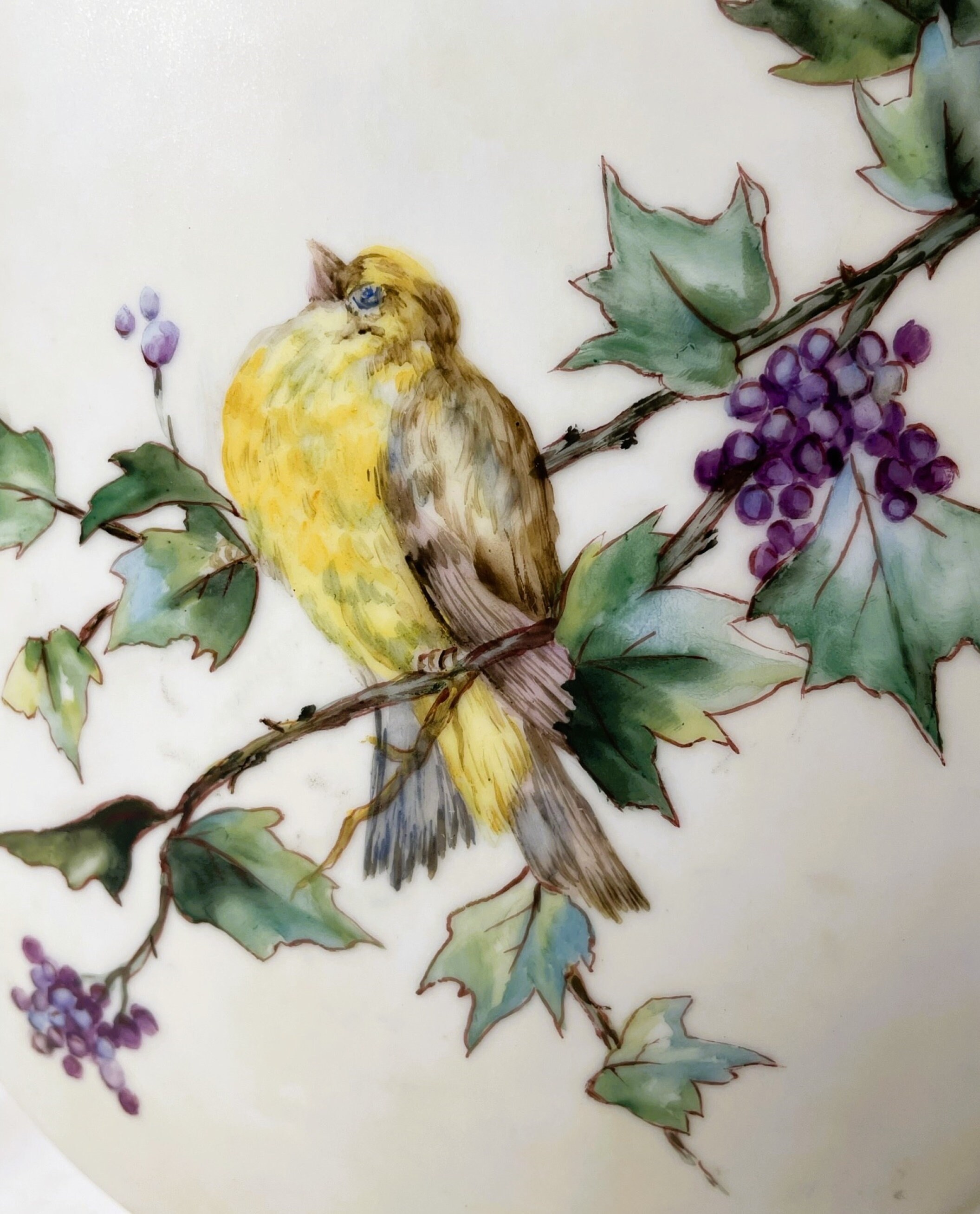 アンティーク リモージュ、フランス製手描きのダブルハンドル付き磁器