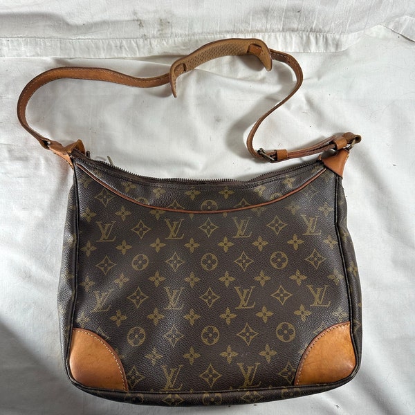 LOUIS VUITTON Boulogne 30 Umhängetasche Monogramm Leder Braun. Authentisches LV. Vintage Designer-Tasche