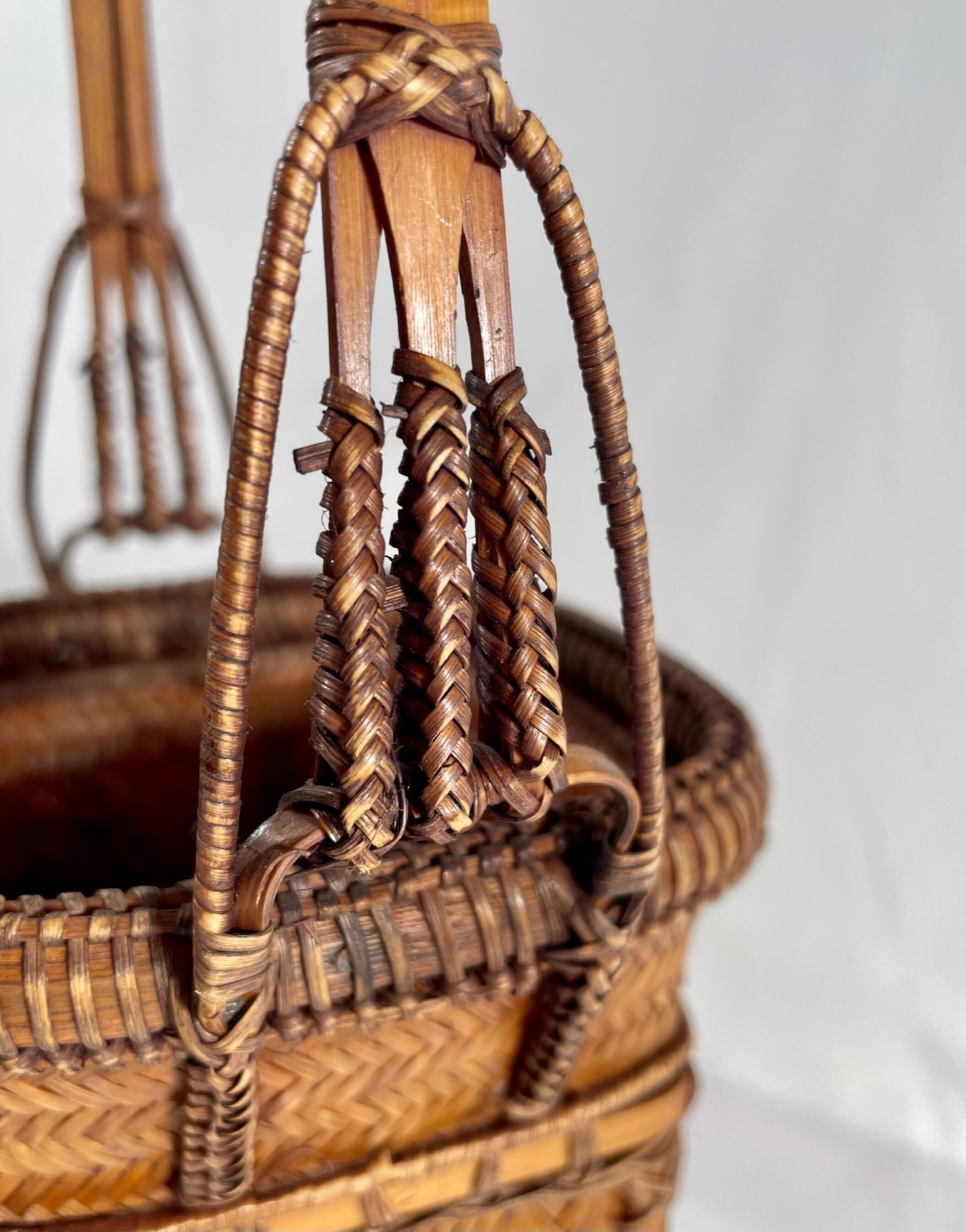Vintage Japanese Basket Handmade Basket Woven Basket Etsy
