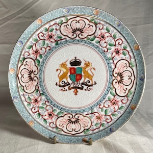 Vintage Chinese Export Armorial Hand Painted Porcelain Plate. Decorative, Collectible Plate.