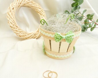 Country wedding ring holder, wooden wedding ring basket, rustic wedding ring cushion, Mother's Day gift