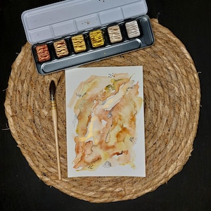 Aquarela abstrata original, cartão postal em aquarela, arte de parede colorida, decoração contemporânea