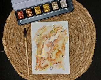 Original abstract watercolor, Watercolor postcard, Colorful wall art, Contemporary decor