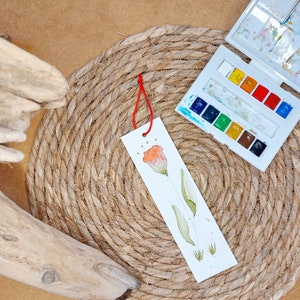 Marque-page aquarelle originale fleurs