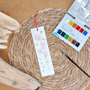 Marque-page aquarelle originale fleurs