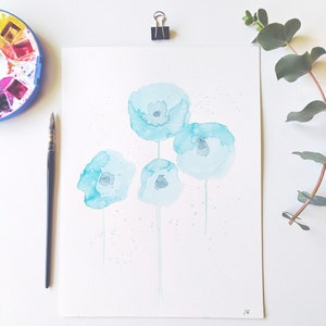 Affiche fleurs, illustration botanique, aquarelle originale fleurs, aquarelle botanique, affiche plante, tableau fleurs