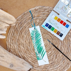 Marque-page aquarelle originale feuille palmier