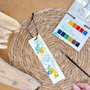 Marque-page aquarelle originale fleurs