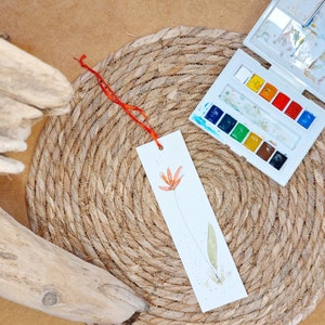 Marque-page aquarelle originale fleurs