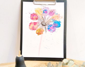 Original botanical watercolor, flower poster, botanical art, Wall decoration painting flower, Mother's Day gift