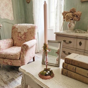 Shabby chic copper candlestick, cottagecore chandelier, candle centerpiece, home decor, gift