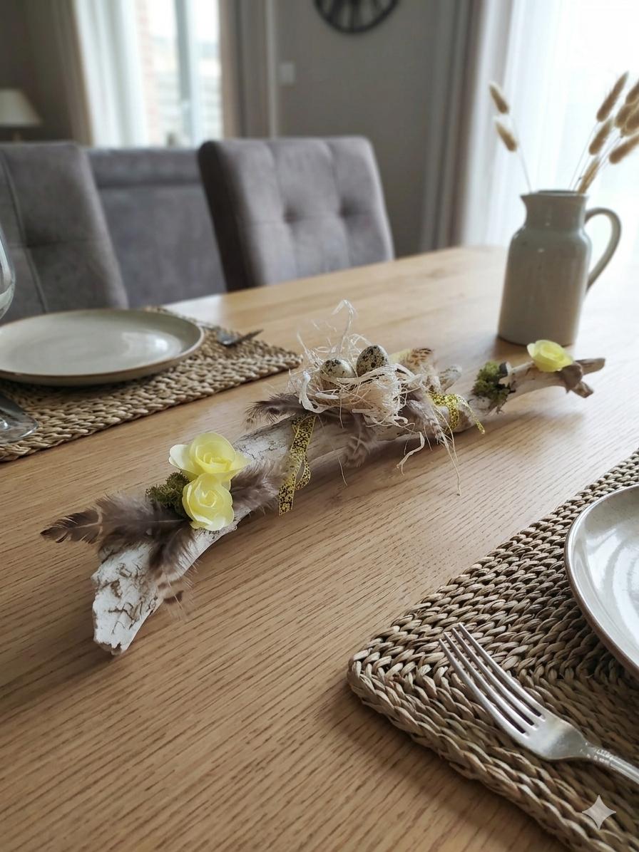 Amosfun - Decorazione pasquale in legno con Hello Spring, decorazione da tavolo, conigli e fiori, oggetto decorativo, decorazione pasquale per camera da letto, per bambini
