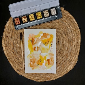 Aquarelle abstraite originale, Carte postale aquarelle, Art mural coloré, Décoration contemporaine