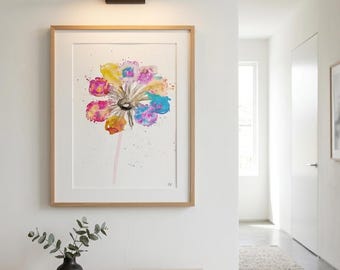 Original botanical watercolor, flower poster, botanical art, flower painting wall decoration