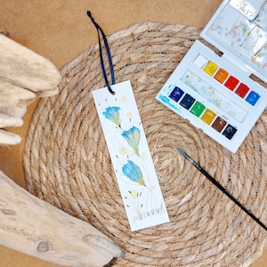 Marque-page aquarelle originale fleurs