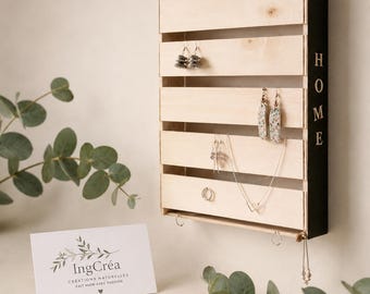 Porta joyas de madera - Almacenamiento de joyas - Organizador de joyas - Porta pendientes - Expositor de joyas, regalo para ella