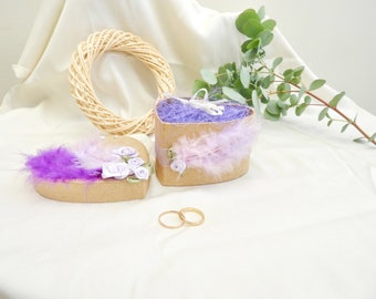 Purple heart wedding ring holder, boho wedding wedding ring cushion, Valentine's Day wedding proposal, Mother's Day gift