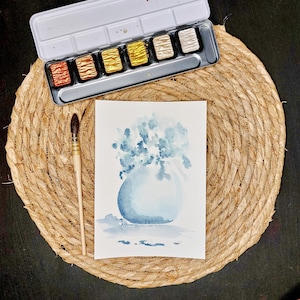 Aquarelle pot de fleur ancien