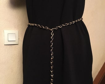 Cintura da donna, catena d'oro, intrecciata, similpelle nera, cintura donna, cintura da ragazza, regalo donna, ragazza, accessori donna, accessori bambina