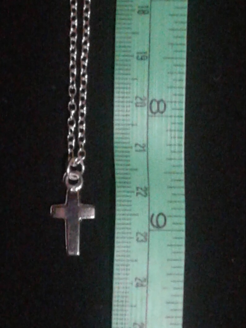 Cross Charm Silver Tone Necklace with Lobster Claw Clasp
