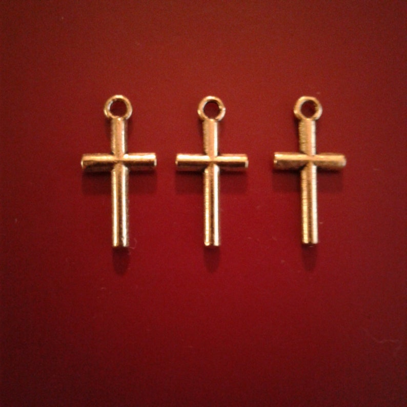 Cross Dark Gold Charms 3 Pieces /& 2 Sided