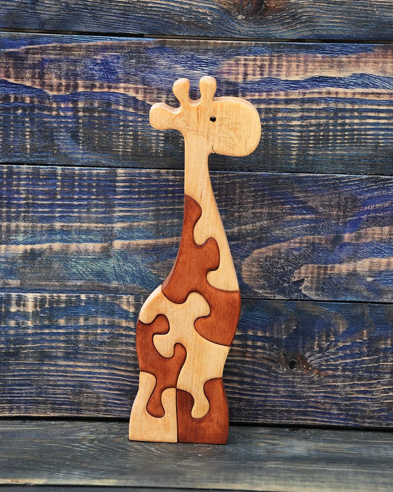 Wooden animal puzzles Giraffe wood puzzle Two colours puzzles Etsy