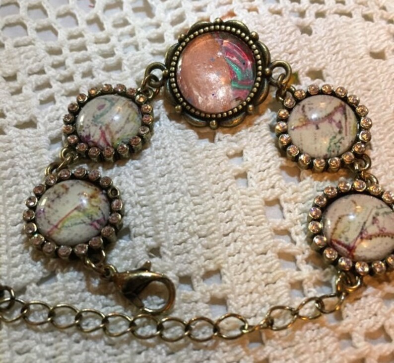 Beaded Acrylic Pour Hand Crafted Wearable Art Bracelet