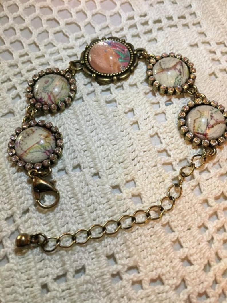 Beaded Acrylic Pour Hand Crafted Wearable Art Bracelet