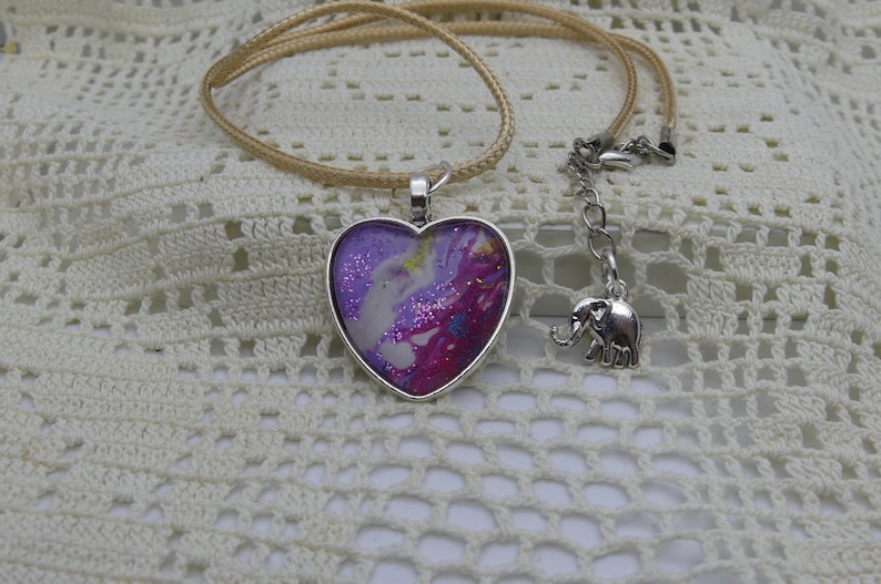 Necklace Acrylic Pour Summertime Series Heart Pendant Six Beauties