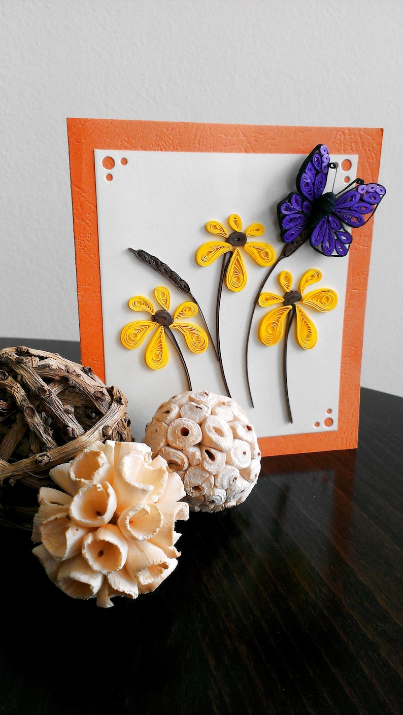 Handmade quilling card Happy Birthday card Butterfly/'s wings greeting card Thank you card