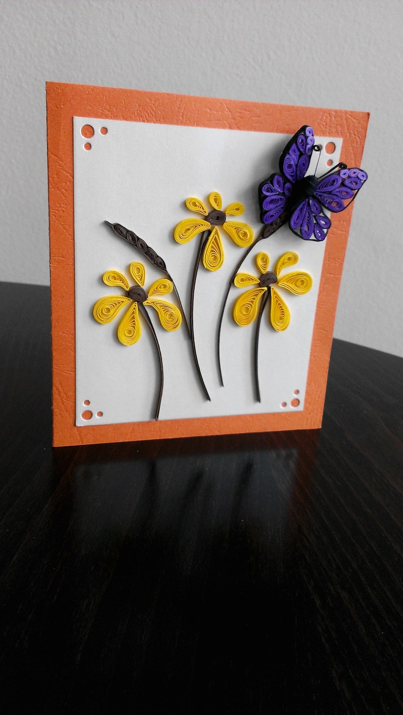 Handmade quilling card Happy Birthday card Butterfly/'s wings greeting card Thank you card