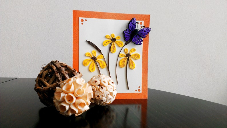Handmade quilling card Happy Birthday card Butterfly/'s wings greeting card Thank you card