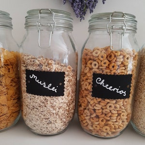 Custom storage glass jars clip top lid blackboard chalk label airtight seal cereal dry food personalised medium extra large Price is per jar image 4