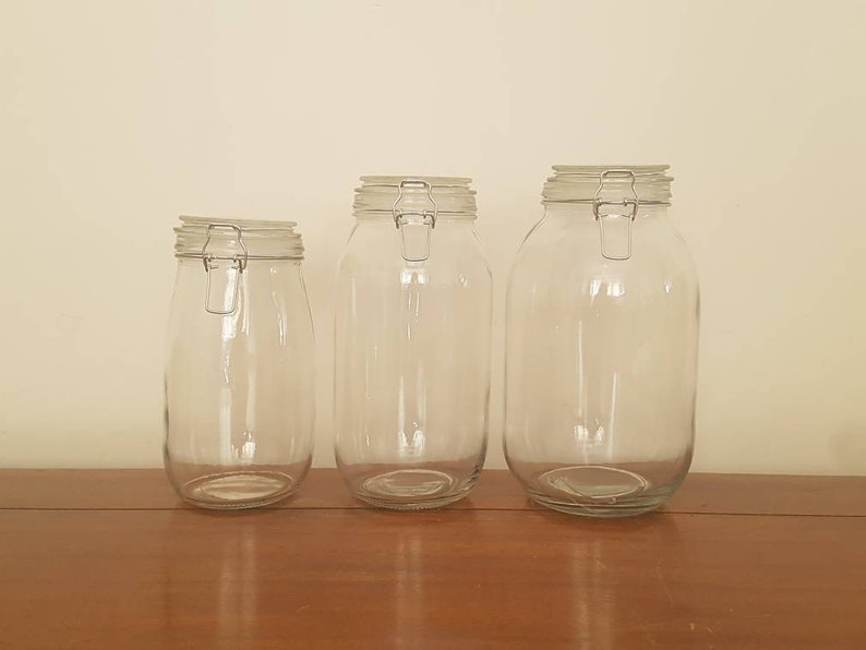 Custom storage glass jars clip top lid blackboard chalk label airtight seal cereal dry food personalised medium extra large Price is per jar image 7