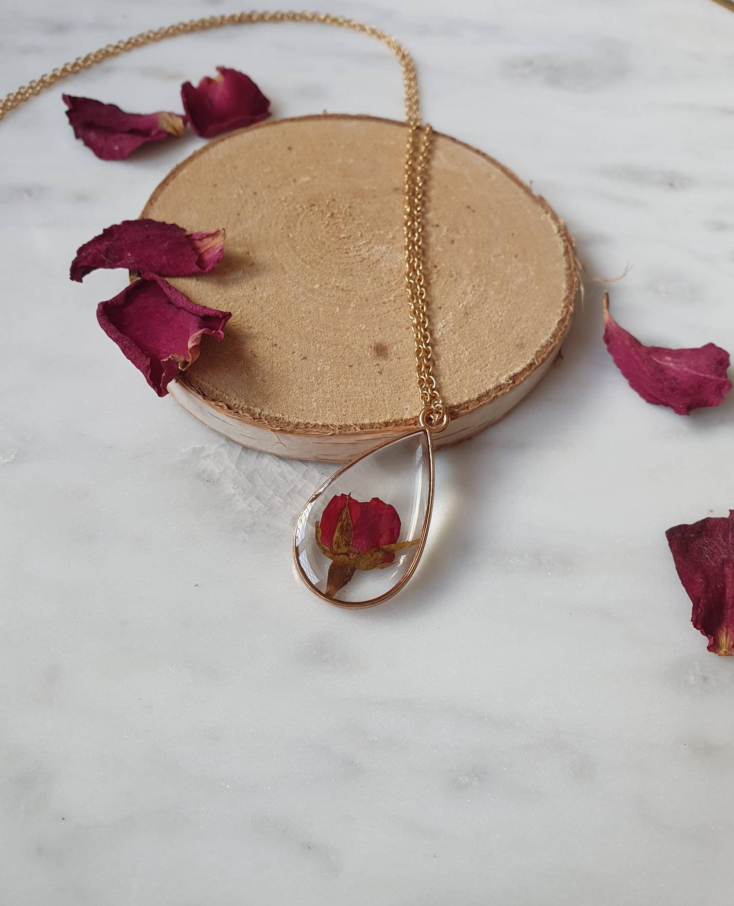 Pressed rose sale necklace